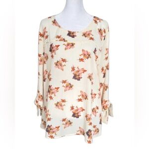 Maurices Floral Tie Sleeve Blouse